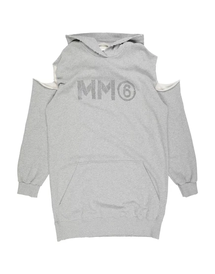 Детское платье-худи MM6 Maison Margiela, светло-серое