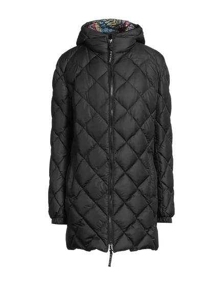 Женский пуховик Etro длинный с капюшоном, чёрный