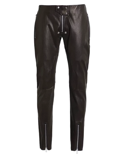 Мужские брюки Rick Owens Lorenz_SP кожаные, чёрные
