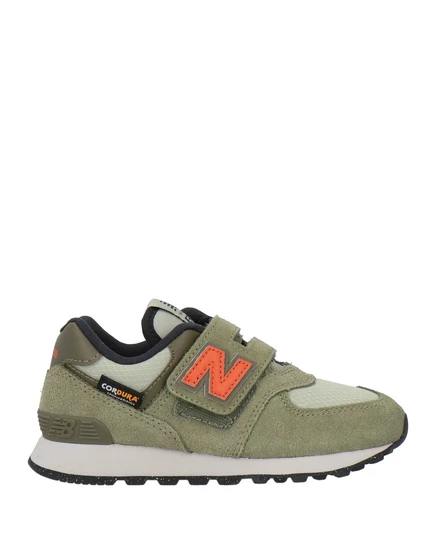 Детские кроссовки New Balance 574, замша, зелёный милитари