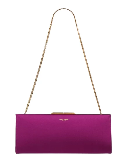 Женский клатч Saint Laurent Wonderwoman атласный, фиолетовый