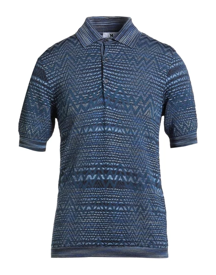 Мужская вязаная футболка-поло M Missoni, грифельно-синяя