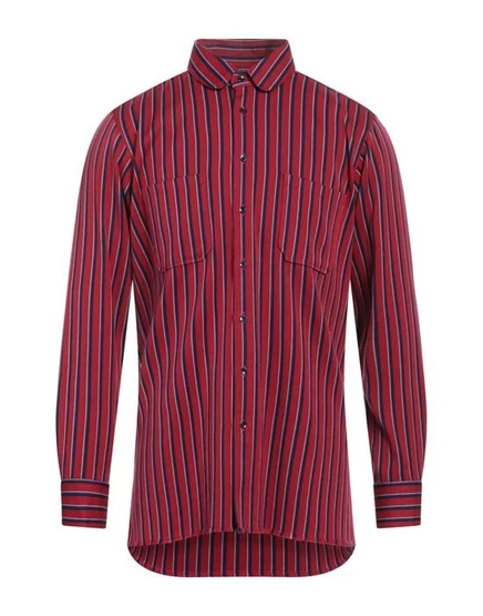 Мужская рубашка Etro из шерсти и хлопка в полоску с открытой спинкой, красная