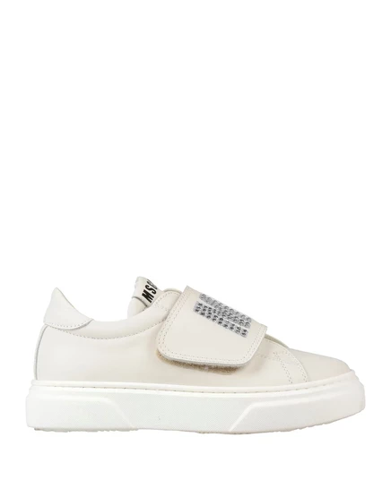 Детские кеды MSGM Junior, кожаные, гипсово-белые