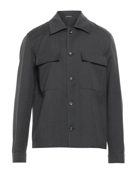 Мужская куртка-рубашка Emporio Armani из шерсти, тёмно-серая