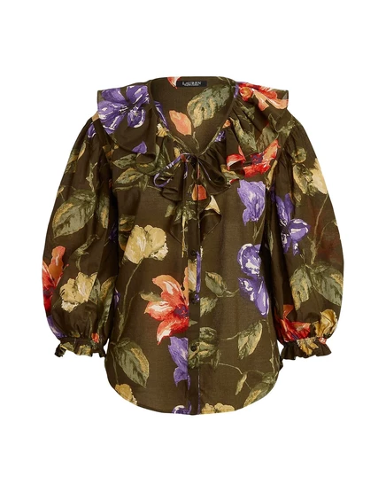 Женский топ с рюшами Lauren Ralph Lauren Hamish, тёмно-зелёный