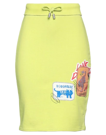Женская мини-юбка DSquared2 флисовая с кулиской, лайм