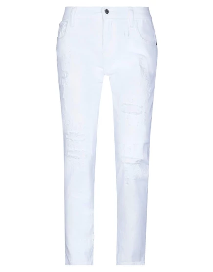 Женские джинсы Emporio Armani прямые рваные, белые
