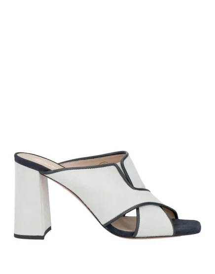 Женские сандалии Santoni из кожи и замши, светло-серые
