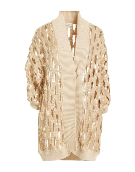Женский кардиган Brunello Cucinelli PAPERMAG трикотажный с пайетками, бежевый