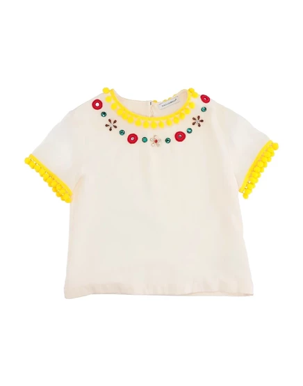 Детская блузка Dolce & Gabbana из шелка с кристаллами, белая