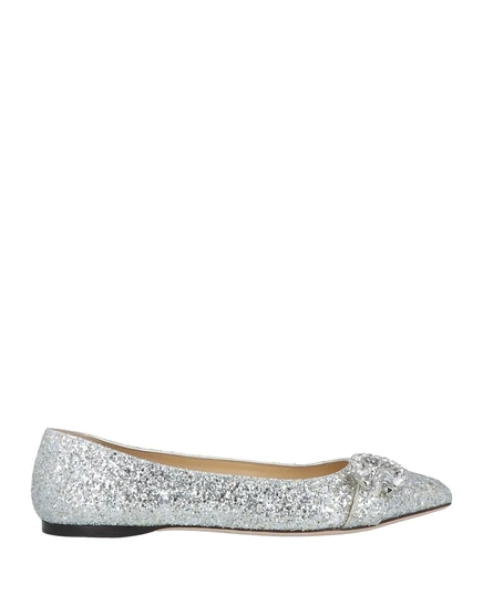 Женские балетки Jimmy Choo с пряжкой, серебристые