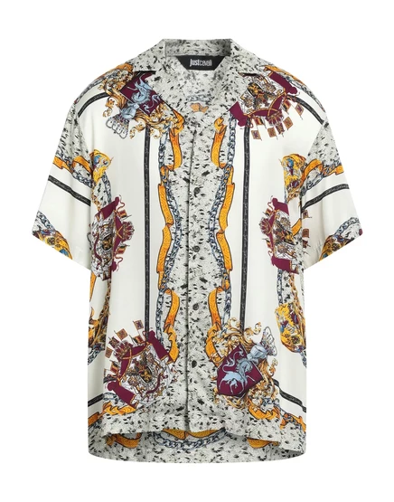 Мужская рубашка Just Cavalli из вискозы, молочная