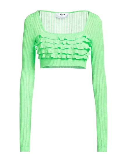 Женский свитер MSGM с рюшами, лаймовый