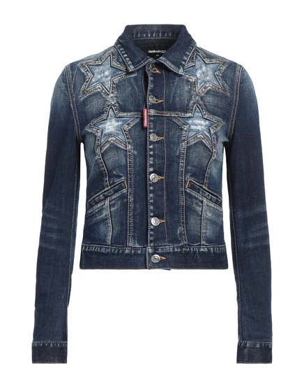 Женская джинсовая куртка DSquared2, потертая, синяя