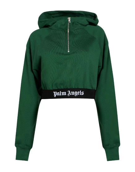 Женское худи Palm Angels на молнии, зеленое