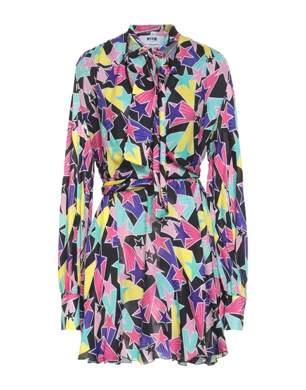 Женское короткое платье MSGM JADR креп, фуксия