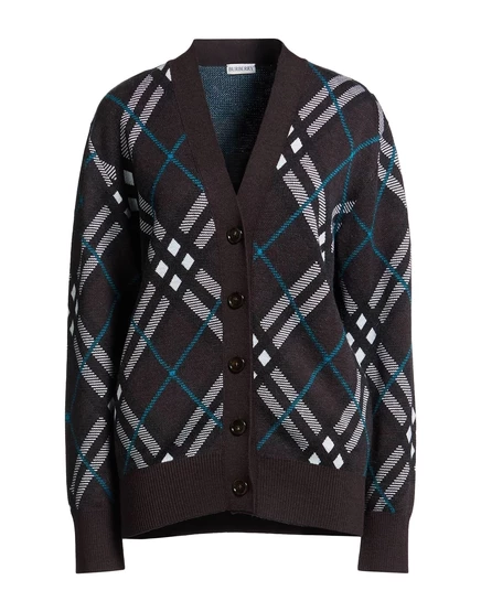 Женский кардиган Burberry Cardigans жаккардовый, тёмно-коричневый