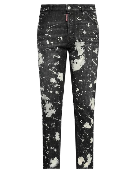 Мужские джинсы DSquared2 скинни, высокая талия, чёрные