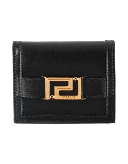 Женский бумажник versace из телячьей кожи, чёрный