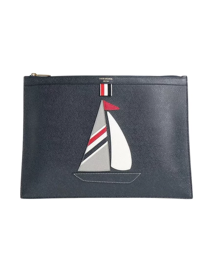 Мужской клатч Thom Browne из телячьей кожи, тёмно-синий