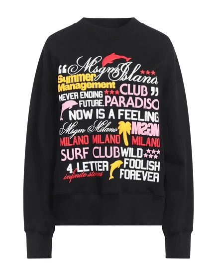 Мужская толстовка MSGM хлопковая с принтом, чёрная