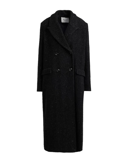 Женское двубортное пальто PALTÒ Coats, твидовое, черное