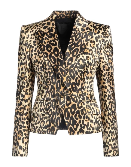 Женский пиджак Tom Ford атласный леопардовый, песочный