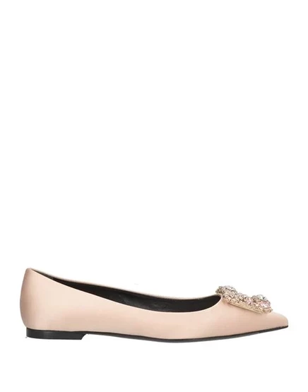 Женские балетки Roger Vivier с кристаллами, бежевые