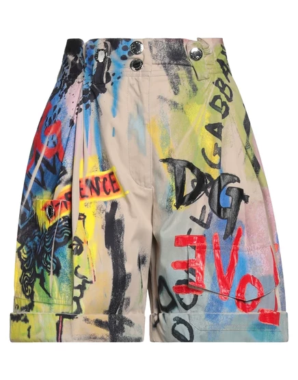Женские шорты Dolce & Gabbana Lorenz_SP хлопковые, бежевые