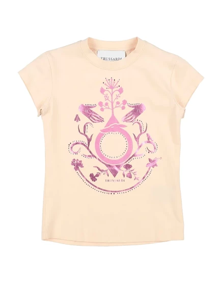 Женская футболка Trussardi Junior с кристаллами, бежевая