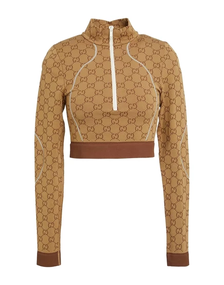 Женская укороченная футболка Gucci, песочная