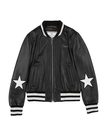 Мужская кожаная куртка Philipp Plein superweek_kid, черная