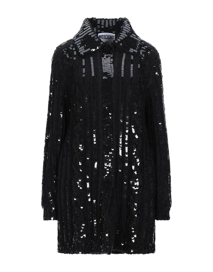 Женское пальто Moschino PAPERMAG с пайетками, черное