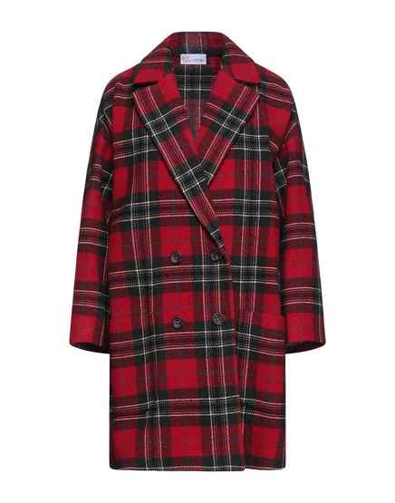 Женское двубортное пальто Redvalentino в клетку, красное