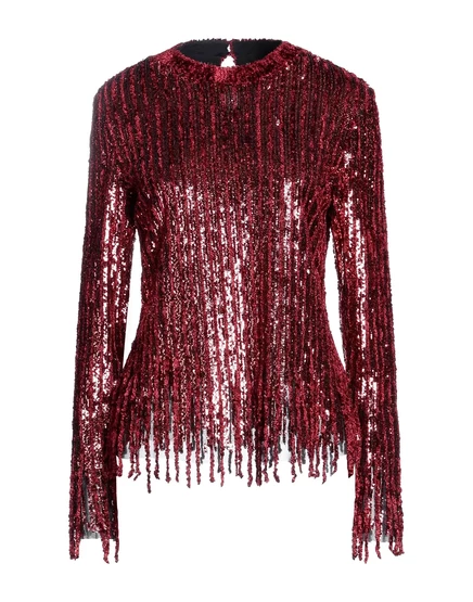 Женский топ Etro Lorenz_SP, пайетки, бахрома, кирпичный