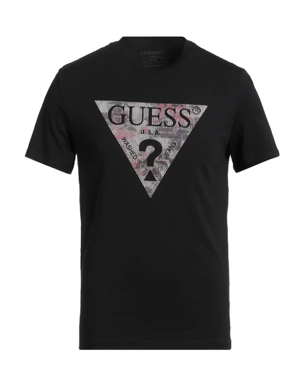 Мужская футболка Guess с логотипом, хлопок, чёрная