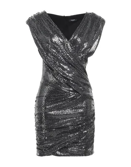 BALMAIN Короткое платье серебристый