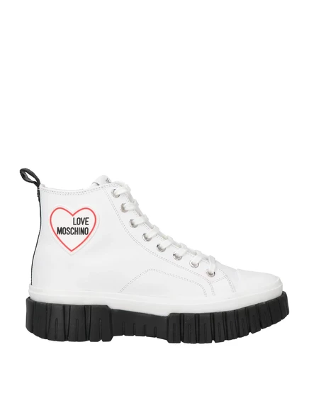 Женские кеды Love Moschino кожаные на шнуровке и молнии, белые