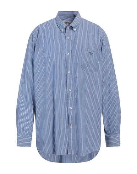Мужская рубашка Barbour хлопковая в полоску, синяя