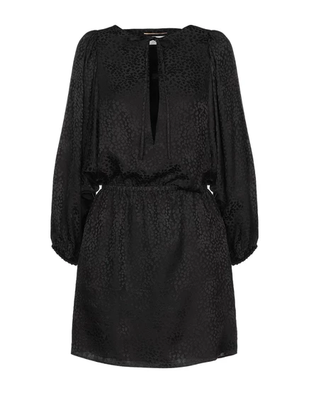 Женское мини-платье Saint Laurent с животным принтом, черное