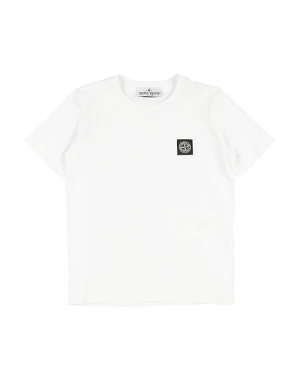 Детская футболка Stone Island Junior из хлопка, белая