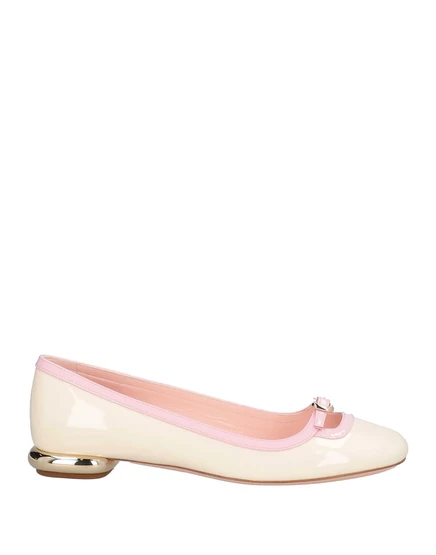 Женские балетки Roger Vivier лакированная кожа, светло-кремовые