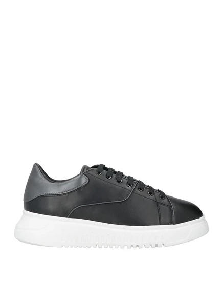 Женские низкие кеды Emporio Armani, кожаные, чёрные