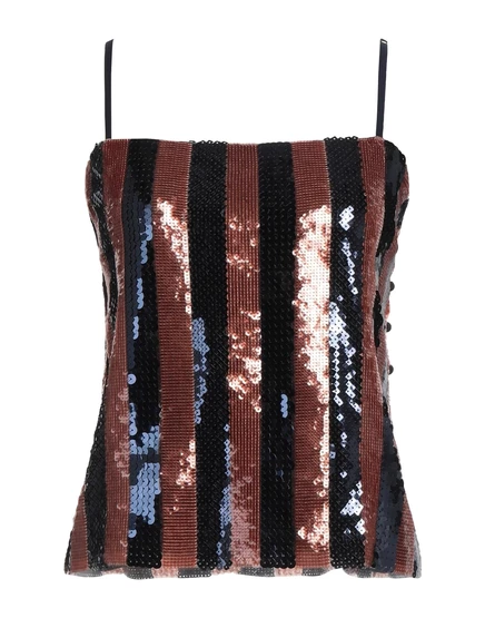 Женский топ Fendi PAPERMAG из тюля с пайетками, коричневый