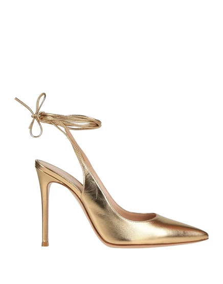 Женские туфли Gianvito Rossi кожаные на шнуровке, золотистые