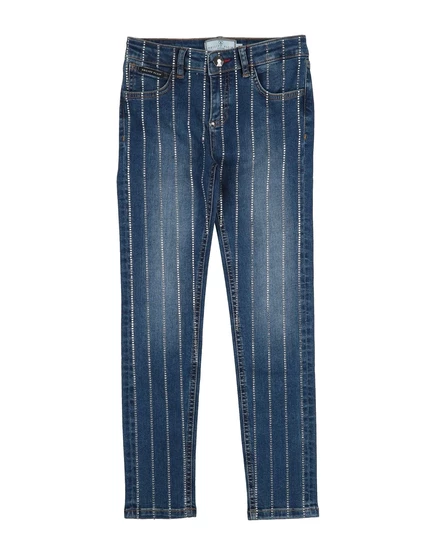 Женские джинсы Philipp Plein JUNIOR с кристаллами, синие