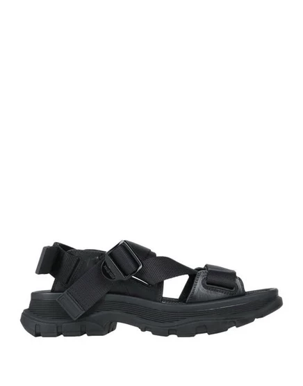 Женские сандалии McQueen из кожи и текстиля, черные