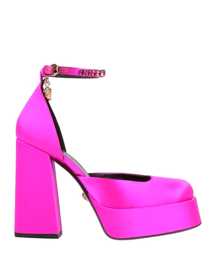 Женские туфли Versace на блочном каблуке, цвета фуксии