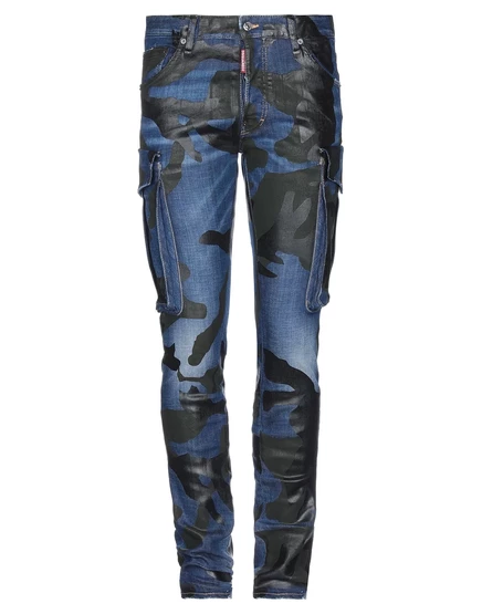 Мужские джинсы DSquared2 узкие камуфляжные, синие
